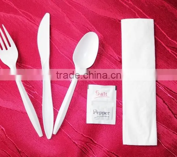 Hot Sale White/black Disposable Plastic Cutlery Set