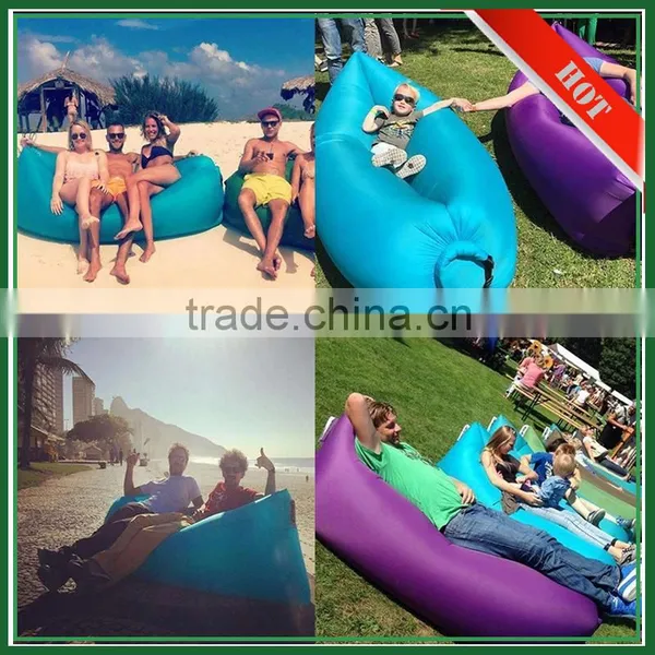 Retail Mix Color 70D Nylon Fabric Easy Hangout Outdoor Air Inflatable Bed