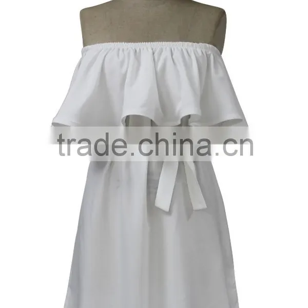 Best Selling Desinger off Shoulder Dress With Waistband Many Colors Good Quality Made in China photo-3