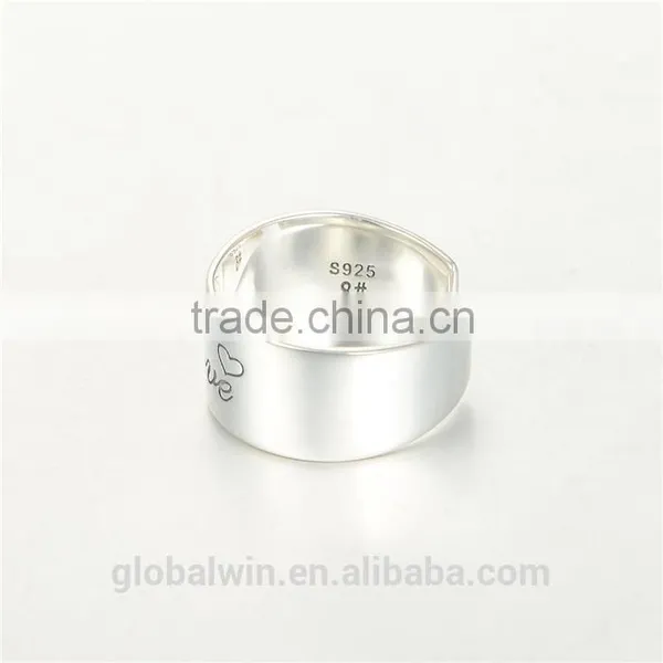 925 Silver Open Adjustable Fashion Love Alphabet Finger Ring For Valentine'S Day Gift photo-3