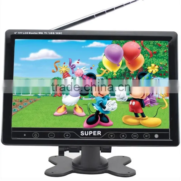 9 Inch Cheap China Touch Key Monitor tv 12 Volt With Usb,sd photo-2