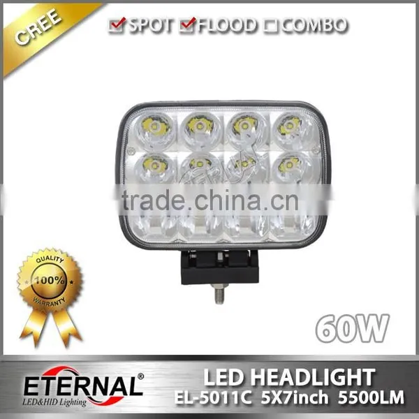 5x7in 60W Sealed Beam Led Headlight Dual Beam Light With H4 Plug Out Mounting Brackets H6014 H6052 H6054 Headlamp Replacemet