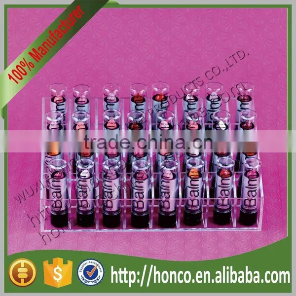Newest Clear Colour 4 Tiers 32 Bins Acrylic Display Rack for Lipstick Cosmetics photo-3