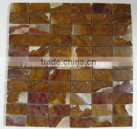 New Selling Attractive Style BROWN GOLDEN ONYX MOSAIC TILES COLLECTIONS photo-5