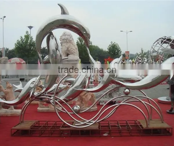 Professional Manufacturer Stainless Steel Outdoor Animal Dolphin Sculpture for Sale photo-3