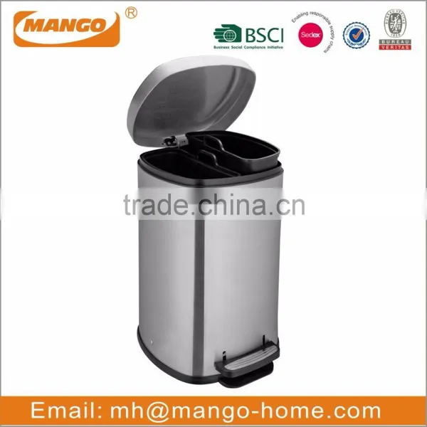 40L Two Compartments Stainless Steel Recycling Waste Bin photo-4