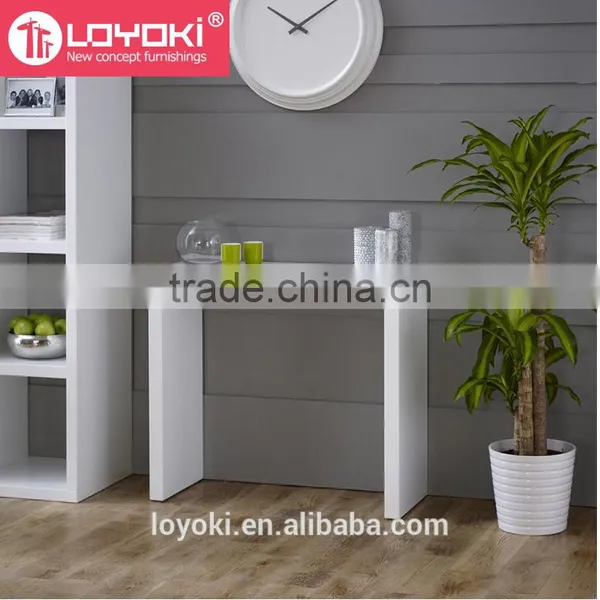 MDF Wood Side Table White High Gloss Console Hall Table photo-2