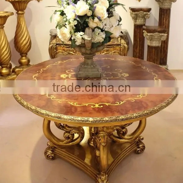 FA-329P-01 Leading Antique Round Table With Thick Paper and Glass Top photo-3