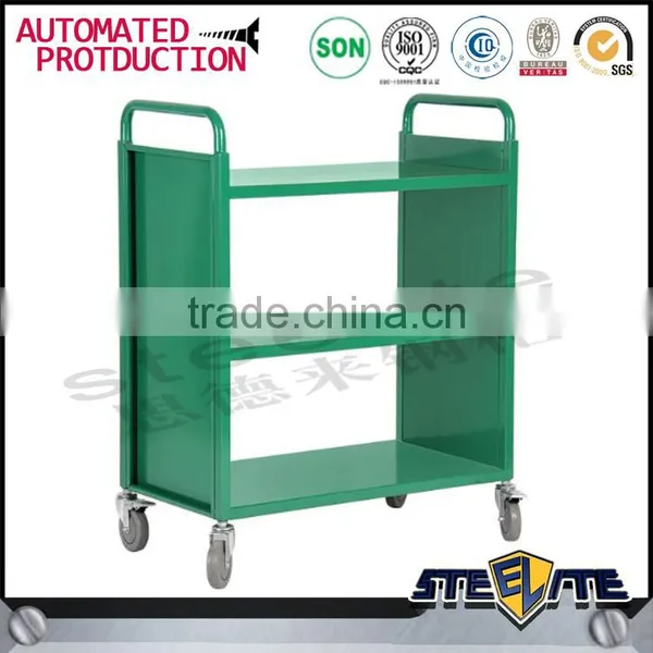 Library Double Sided Book Trolley Mobile Steel Book Cart For Sale photo-2