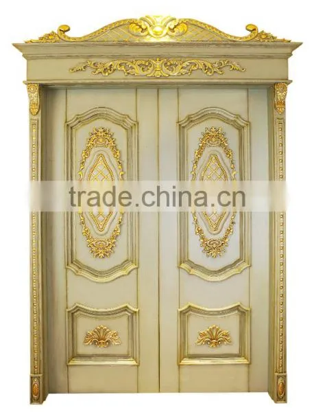 High End European Imperial Style Rome Framed Decorative Solid Wood Carving Double Door Painted in White and Gold BF12-05234c photo-2