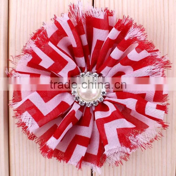 Handmade Fraying Chiffon Flower With Pearl Beads Center for Kids Hair Accessories for Baby Girl photo-3