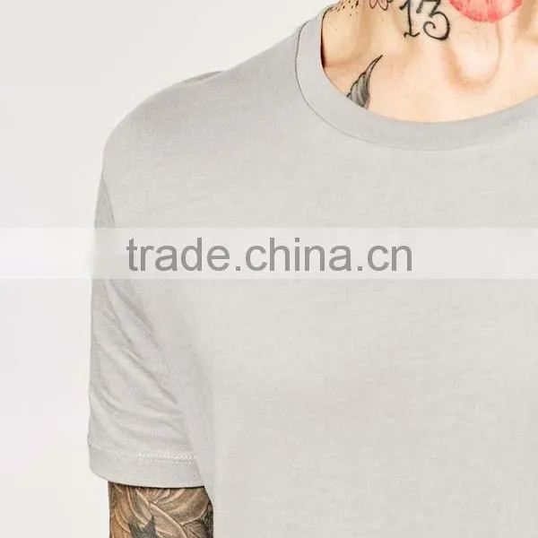 OEM Mens Gray Soft And Thin Plain Long Length T-shirts photo-3