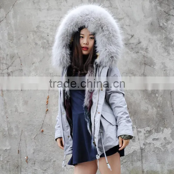 CX-G-P-05R Colorful Fox Fur Lining Women Winter Warm Parka Coat photo-5