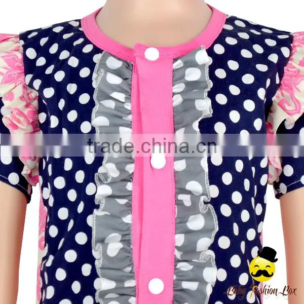 Kids Modeling Clothes Suits Polka Dots Ruffle Short Sleeve With Snaps Summer Baby Girl One Piece Harem Bodycon Jumpsuit Clothes photo-4
