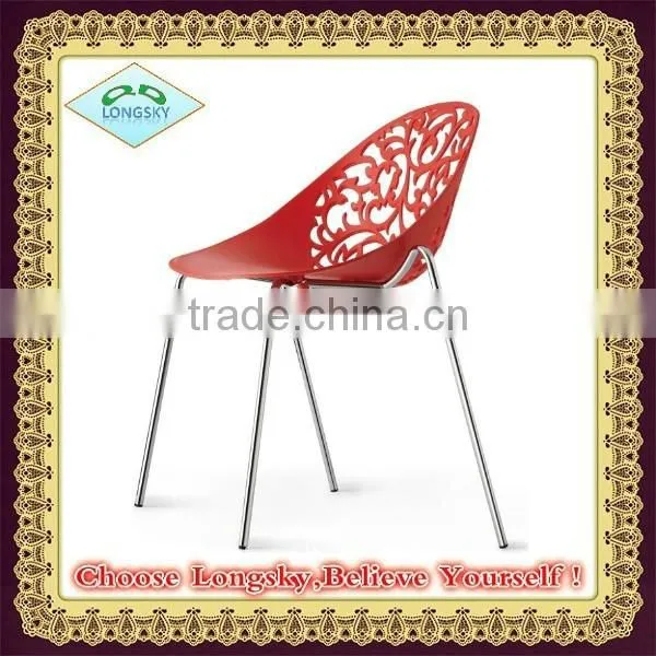 Modern Furniture Stackable Plastic Chair With Metal Legs Dinning Chair photo-3