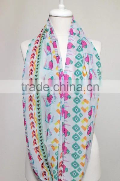 Pink Sloth Pattern Chiffon Infinity Scarf, Circle Scarf, Loop Scarf, Scarves, Shawls, Spring Fall Winter - Summer Fashion Christ photo-4