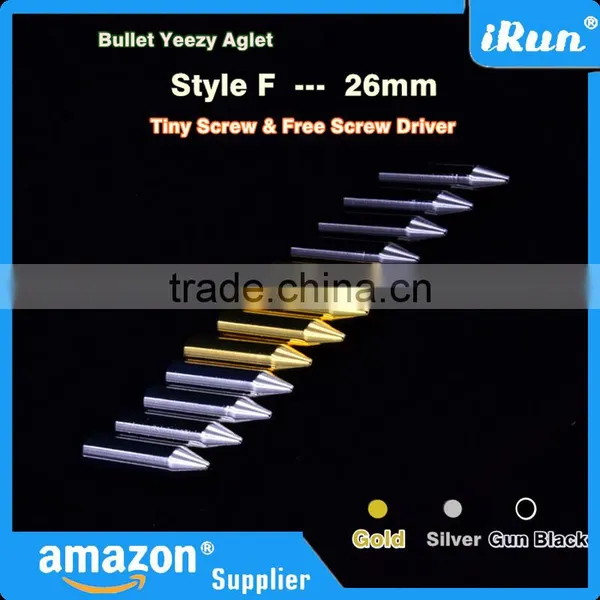 (MOQ:100pcs) Round Metallic Bullet Aglet Shoelaces - High Quality Zinc-alloy ( AZO FREE, NICKEL FREE ) Shoe Lace Bullet Aglets photo-4