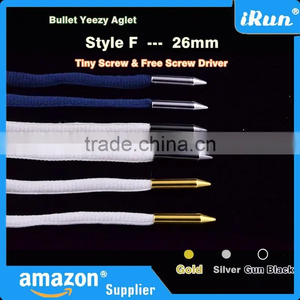 (MOQ:100pcs) 26mm Yeezy Shoelaces Metal Bullet Endings - DIY Shoelace Accessories in Gold&Silver&Gun Black - Accept Custom photo-4