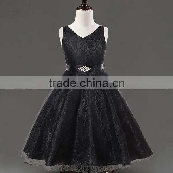 2015 New Stylish Kids Toddler Girls Princess Dress Sleeveless Polka Dots Bowknot Dress! 2 Color Top Quality Navy Blue White photo-3