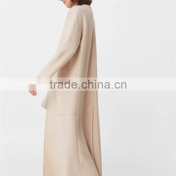 2018 Winter New Style Back Slit Decorative Trim Patch Pockets Oversize Wool Coat photo-2