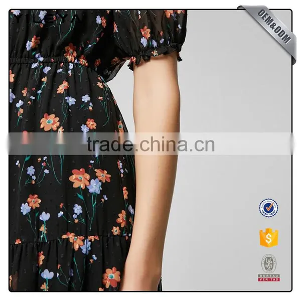 Custom Factory Service Modern Style Casual Women's Summer Long Chiffon Floral Maxi Dresses 2017 photo-4