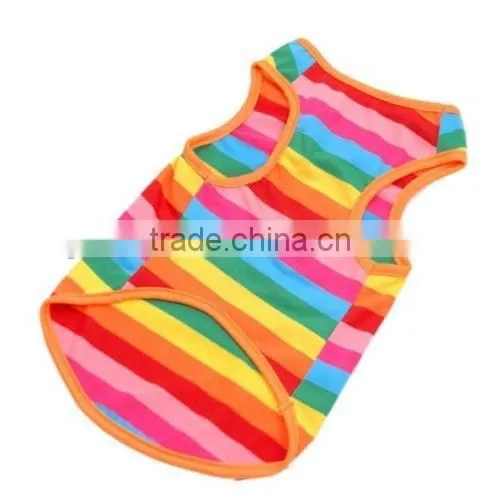 Wholesale Rainbow Stripe Pet Shirt Dog Clothes Puppy Cat Apparel Costume Clothing Summer photo-2
