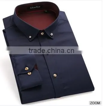 New Style Metal Button Shirt Latest Design for Men 2016 Organic Cotton Leisure Shirt photo-4