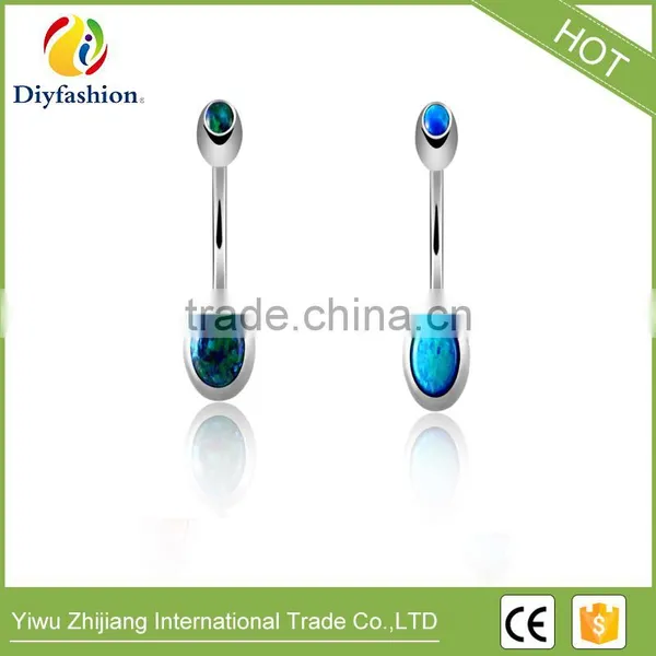 Elegant Navel Ring Belly Ring With Two Opal Balls Body Piercing Jewelry photo-6