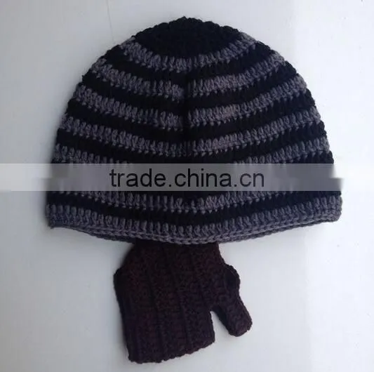 100% Acrylic Funny Knitted Men's Winter Ski Face Mask Beard Beanie Hat photo-3
