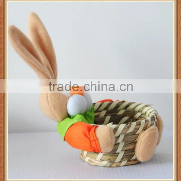 Small Grass Handmade Easter Rabbit Gift Baskets photo-5