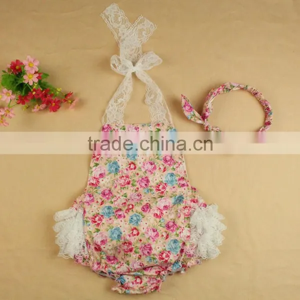 Infant Girls' Printed Skirted Rompers Lace Ruffles Jumpsuit photo-2