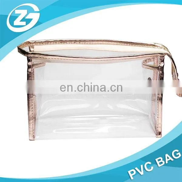 Water Proof PU Piping and Trim 0.3mm Clear PVC Zip Top Portable Cosmetic Bag for Promotion photo-6
