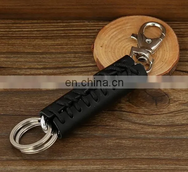 Unique Design Men Car Genuine Black Leather Shape Keychain photo-3