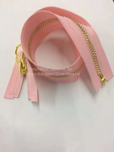 #3 #4 #5 #8 Metal Brass Zipper With Golden Teeth, Golden Circle Puller Open End