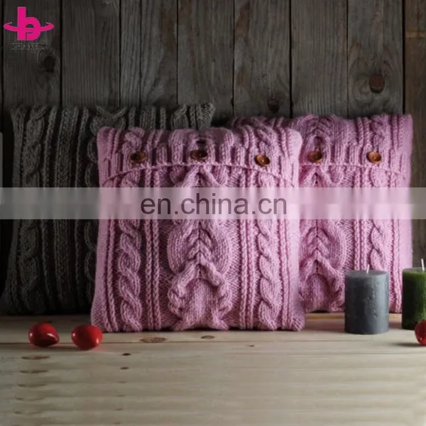 China Supplier Wholesale 100% Cotton/Acrylic Plain Dyed Throw Cable Knit Cushion Pillow Cover in Different Colors