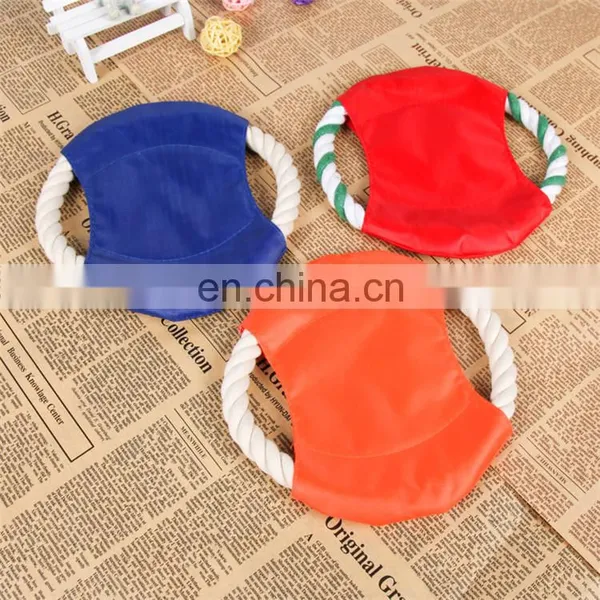 Customize LOGO Dog Training Bite Cotton Rope Round Flying Disc Dog Toys photo-4