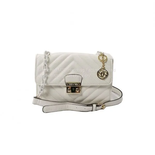 Designer Custom Lady Popular Chevron Quilting Pattern Shoulder Handbags Chunky Metal Chains Shoulder Crossbody