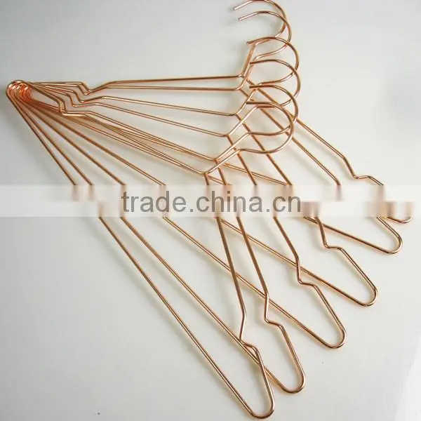LYB-0155 Shiny Copper Metal Wire Hanger Wholesale Clothes Hanger photo-4
