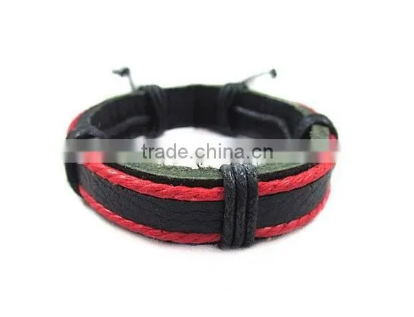 Handmade Cowhide Leather Men Wrap Slider Charm Bracelet Bangle for Gifts photo-5