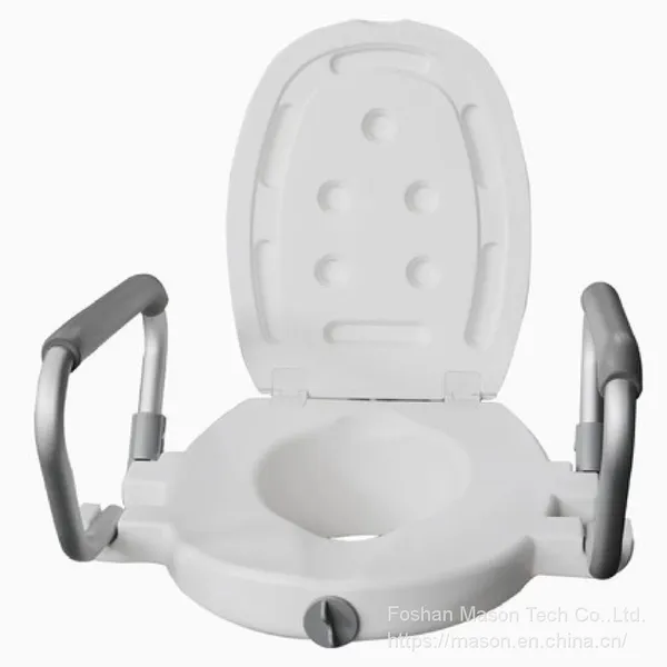 Commode Chair - Raised Toilet Seat With Armrest, White 2