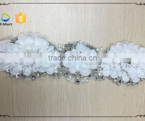 Embroidered Organza Flower Appliques for Bridal Dresses photo-6
