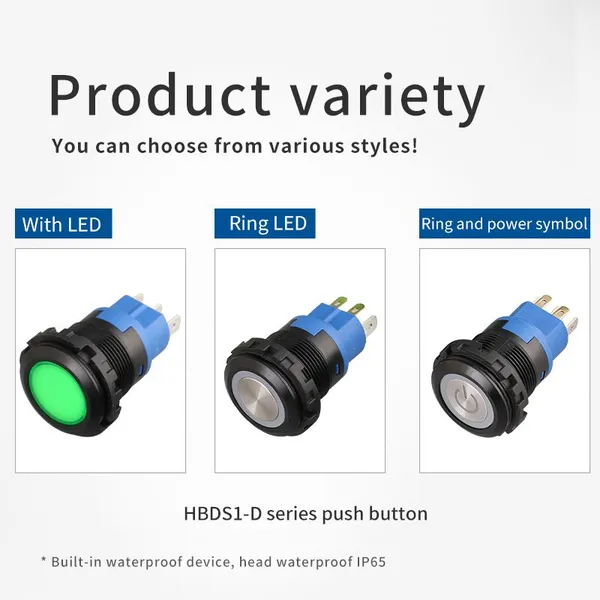 Ip65 22mm Flat and Ring Illumination Head 48v SPST Red Green Blue pc Momentary Switch photo-2