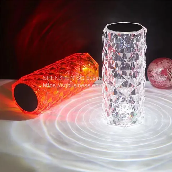 Wholesale Romantic Bedside 16 Color RGB Remote Control Crystal Rose Diamond Table Lamp Rechargeable Usb Touch Night Light photo-5
