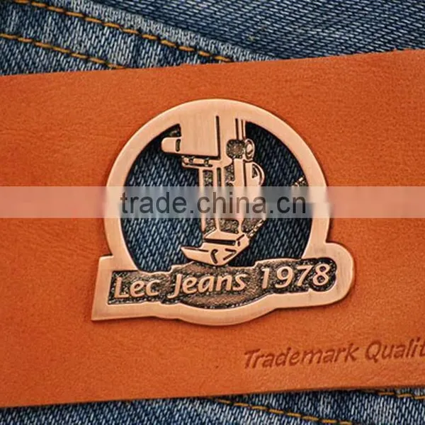 Newest Top Grade Round Shape Leather Woven Patches photo-6