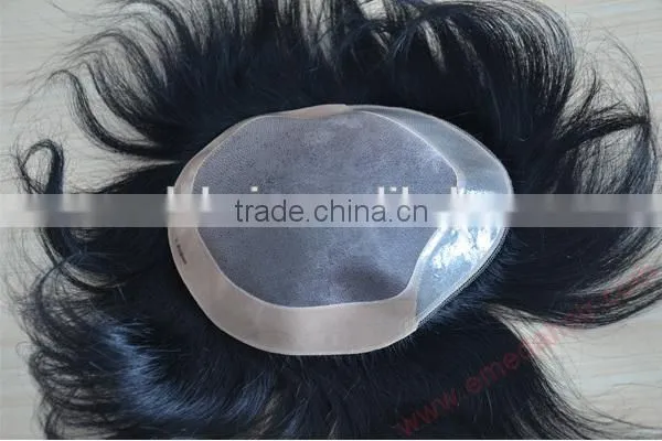 Top Quality 100% Brazilian Human Hair Men's Wig Toupee For Black Men Lace Top Toupee photo-4