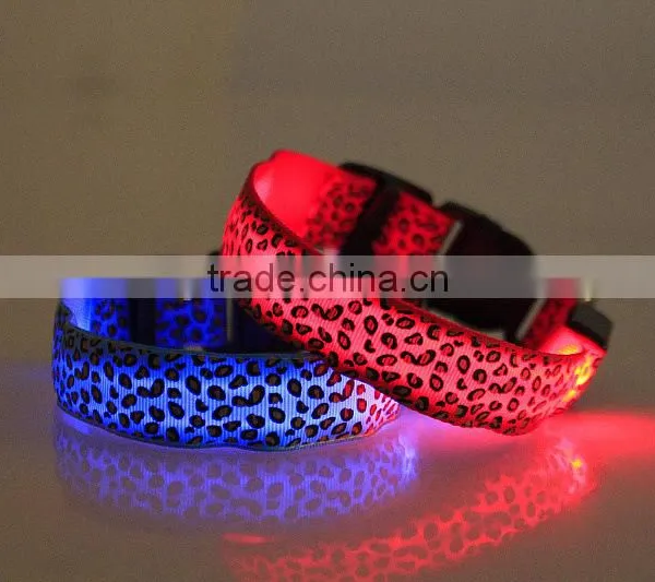 Leopard-print Flat Fibre LED Collar Light Pet Dog Collar Supports Customized Size photo-3