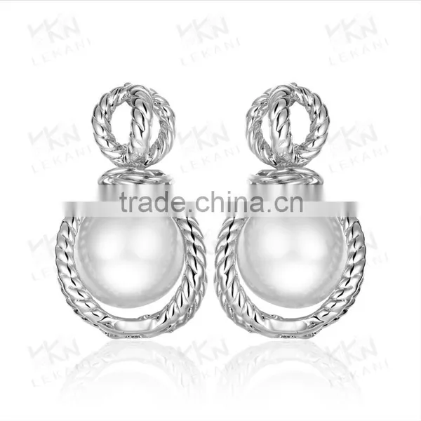 Hot Selling New Design Pave Setting 18K Gold Plated Fashion Drop Pearl Earring photo-5