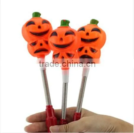 New Arrival Funny Product Halloween Pumpkins Flash Led Stick Springs Glow Sticks photo-2