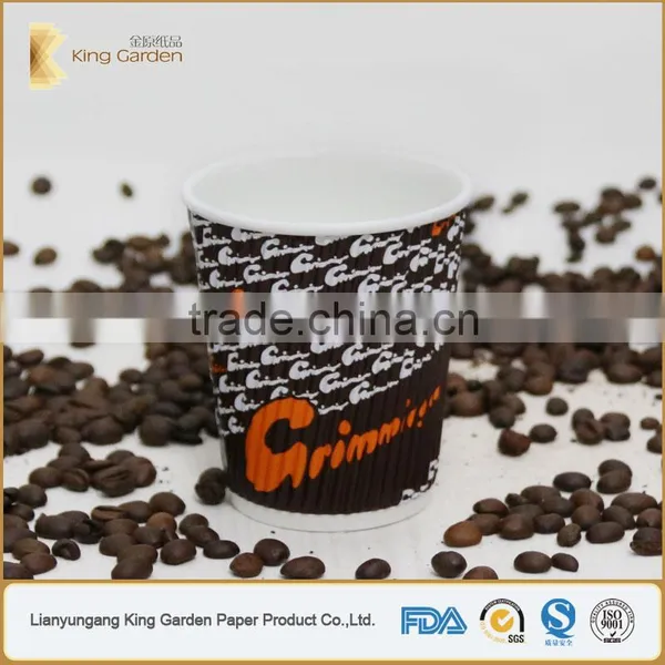 Coffee Take Away Disposable Ripple Wall Paper Cup With Lids photo-4