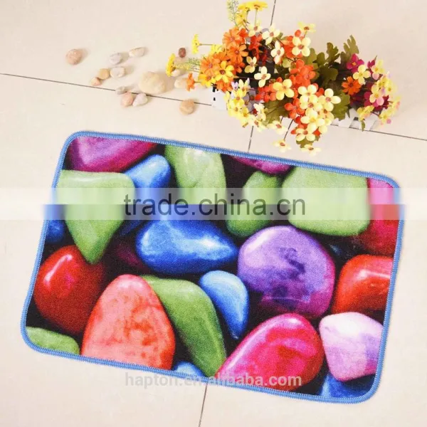 40*60cm Loop Pile Printing Carpet With Anti-slip Backing Latex/tpr Colour Stone Design Nylon Printing Mat